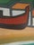 Mid-Century Modern 'Boats at Rest' Vintage Original Coastal Landscape Oil Painting, Framed For Sale - Image 9 of 12