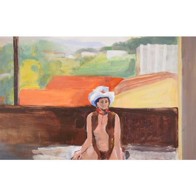 1970s Cowgirl in the Studio - Figurative Study in Oil on Canvas For Sale - Image 5 of 8