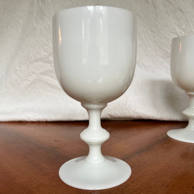 Vintage French Portiex Vallerysthal White Opaline Goblets- Set of Six For Sale - Image 10 of 11