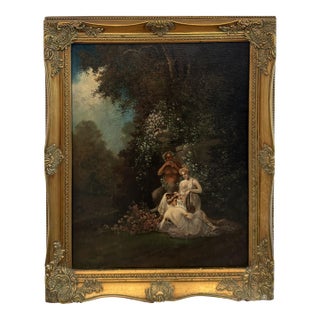 Miklós Santhó (Hungarian, 1869–1932) Antique Oil on Board Painting Faun Maidens For Sale