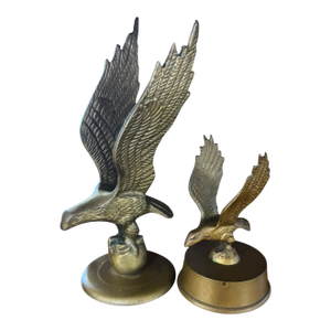 Mid M-Century Pair of Solid Brass American Eagle Desk Accessories