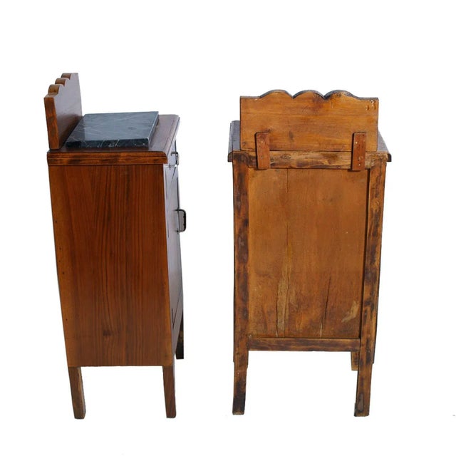 Antique Art Nouveau Italian Solid Walnut Nightstand For Sale - Image 4 of 6