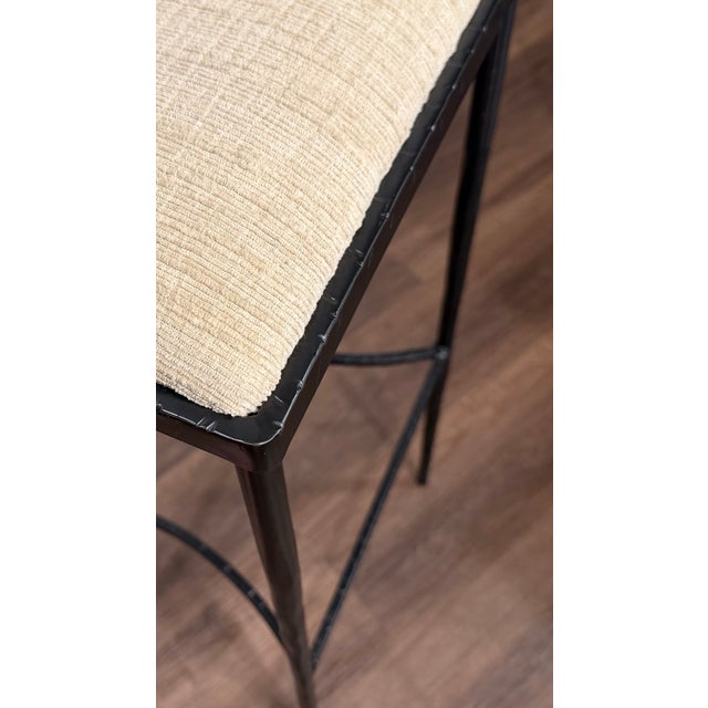 Black Set of 4 Global Views Iron “Hammered Barstools” For Sale - Image 8 of 11