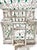 Vintage French Whitewashed Metal Birdcage With Green Glass Jewel Accents For Sale - Image 9 of 12