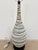 Modern Currey & Co Long Neck Porcelain Lamp with black swirl design. Black round base.