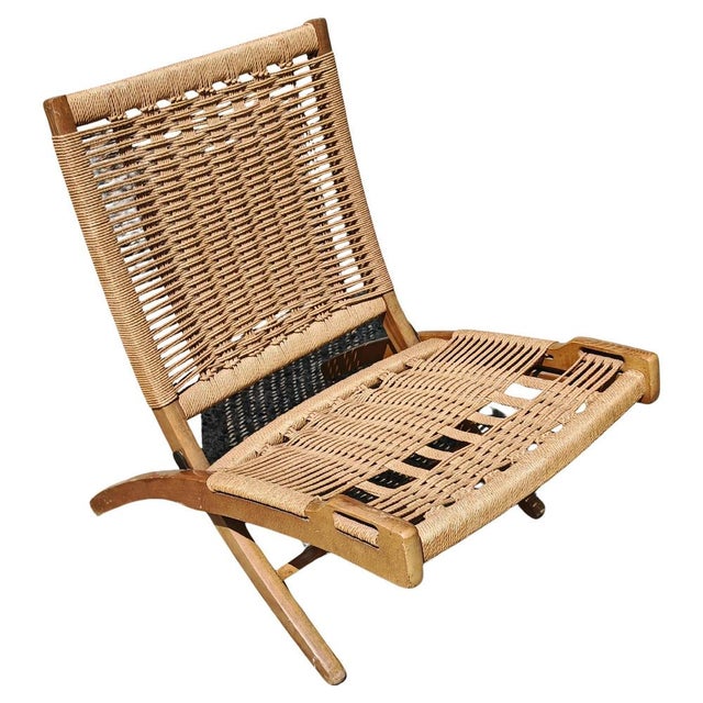 Mid-Century Modern Folding Chairs in Beech and Paper Cord attributed to Ebert Wels, 1960s, Set of 2 For Sale - Image 12 of 12