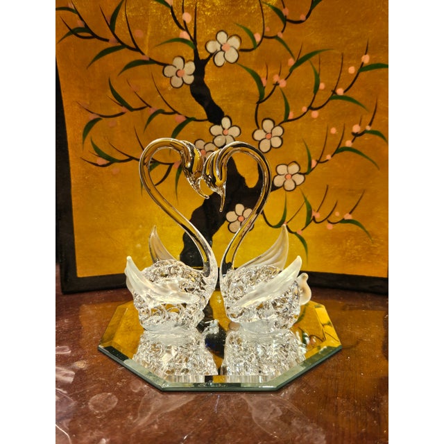 Mid 20th Century Mid 20th Century Hand Blow Glass Swan Lovers For Sale - Image 5 of 11