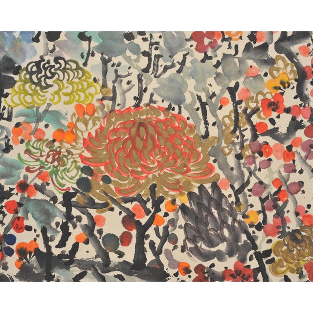 Japanese Floral and Blossom Panorama Watercolor Painting 6 Ft For Sale - Image 17 of 18