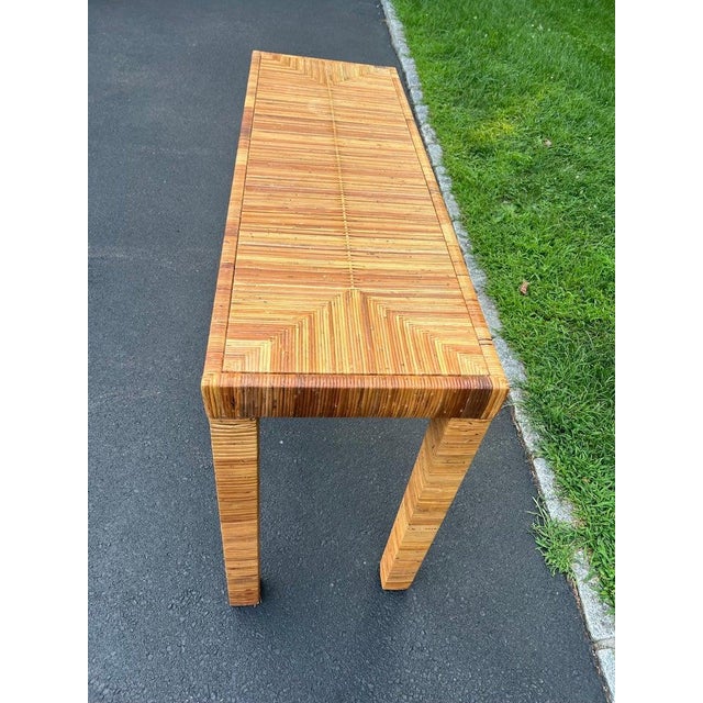 Billy Baldwin Style Wrapped Wicker Console Table With Minimalist Design For Sale - Image 10 of 18