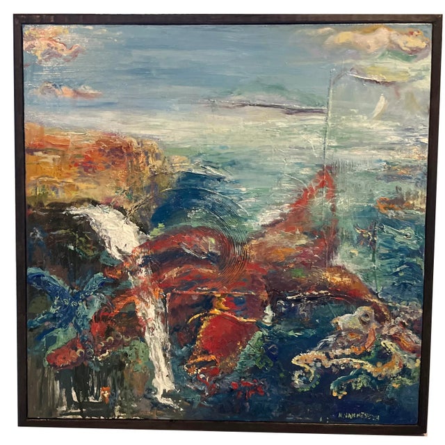 Abstract "How Deep Is Your Love?", Abstract Oil Painting, Ocean Art For Sale - Image 3 of 6
