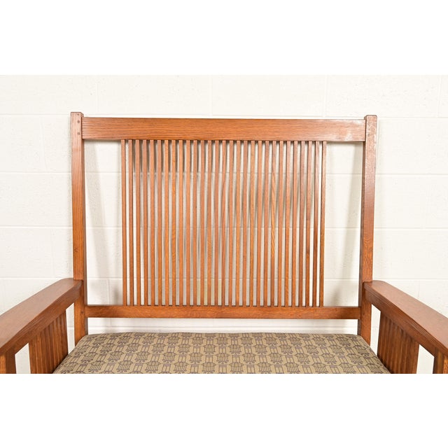 Stickley Mission Oak Arts & Crafts Spindle Benches or Settees, Pair For Sale In South Bend - Image 6 of 14