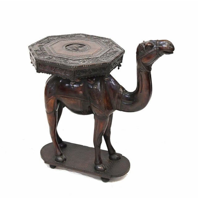 Anglo Indian Carved Camel Side Table in Hardwood, 1920 For Sale - Image 12 of 12
