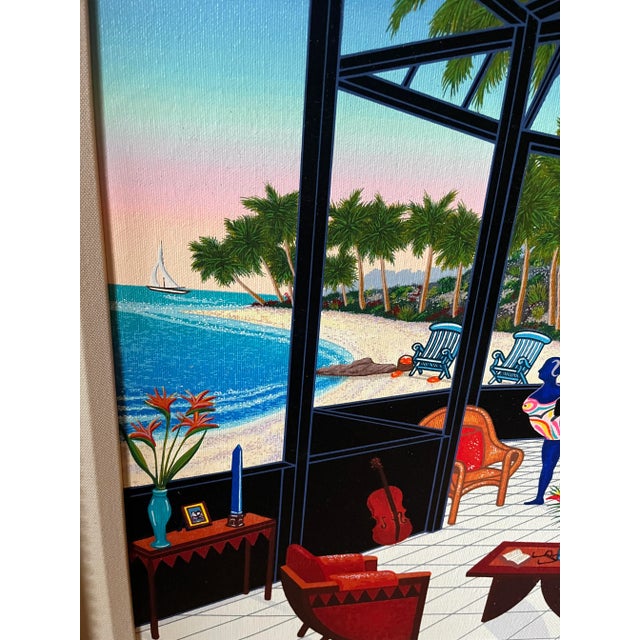 "Life's a Beach" Late 20th Century Interior Serigraph on Canvas by Francois Ledan For Sale - Image 4 of 11