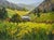 Valley View by Jann T. Bass | Oil on Board Landscape with hills, trees, and a lake. For Sale
