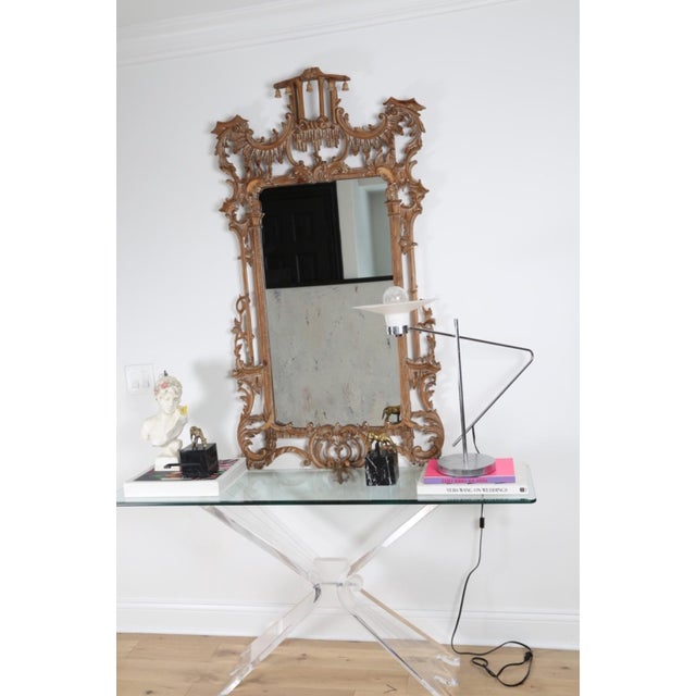 Vintage Italian Hand-Carved Giltwood Mirror by La Barge, Mid-20th Century For Sale - Image 12 of 17