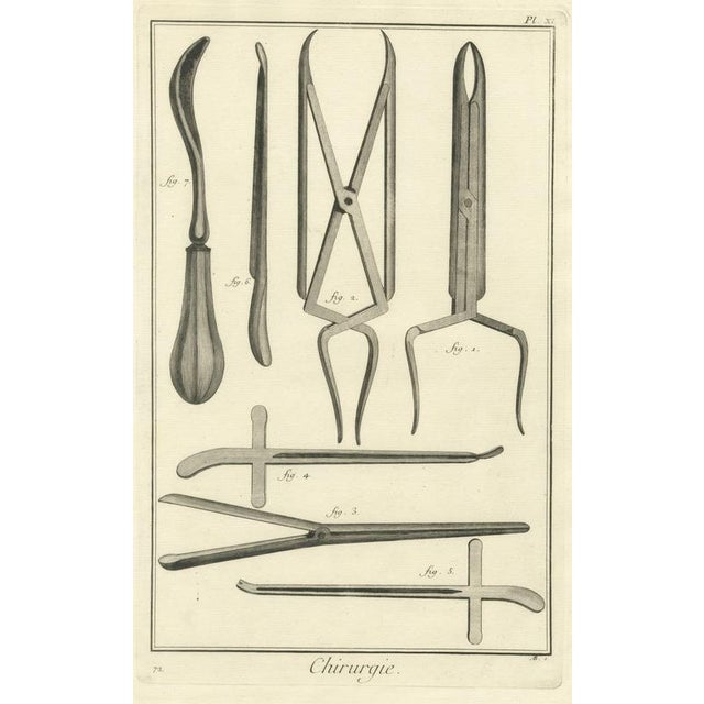 Beige Antonio Baratti, Dilators and Curved Gouge, Diderot Chirurgie Plate Xi, 1772, Engraving For Sale - Image 8 of 8
