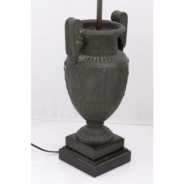1940s Pair of 1940s French Etruscan Cast Urn Lamps For Sale - Image 5 of 12