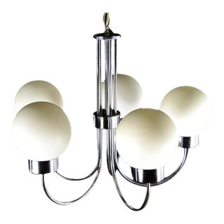 5-Globe Chrome Chandelier For Sale