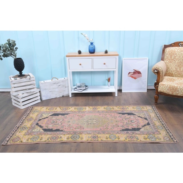 Turkish 1970s Turkish Oushak Handmade Wool Cotton Pink Area Rug For Sale - Image 3 of 10