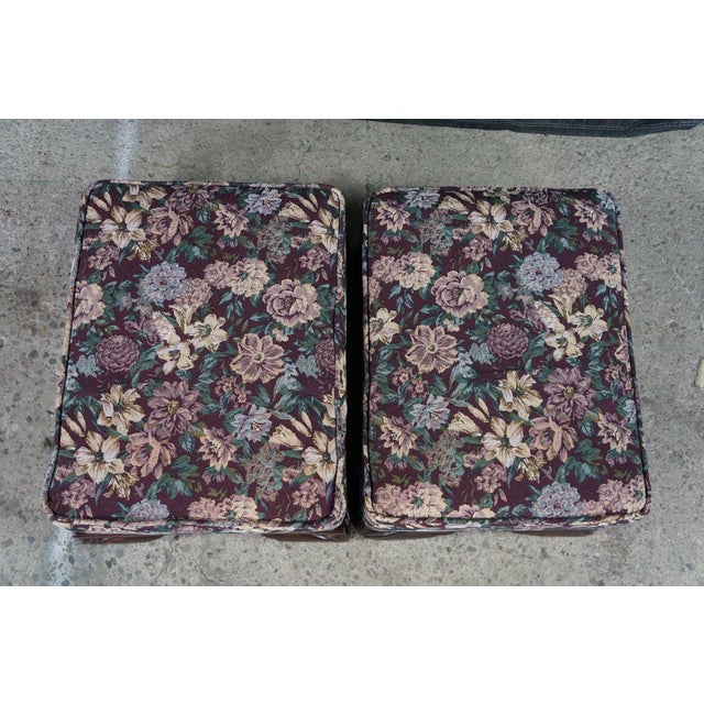 Late 19th Century 2 Antique Victorian Walnut Tapestry Upholstered Footstools Ottomans Bench Pair For Sale - Image 5 of 18