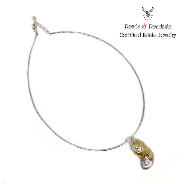 Fine Quality Baroque Freshwater Pearl Diamond Necklace 14k Gold Italy Certified $3950 914368 This is a Unique Custom Made...