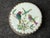 Sweet, small, round vintage Chinese porcelain shard accented trinket, ring box. Two small colorful birds on a blooming...