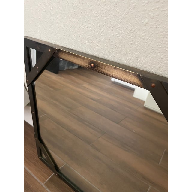Brass Vintage Sarreid Ltd. Patinated Brass Studded Wall Mirror, Mid-Century Modern, C. 1960s For Sale - Image 8 of 8