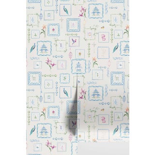 Mahjong Tile Grasscloth Wallpaper by House Party | Soap White | 6 Yards For Sale