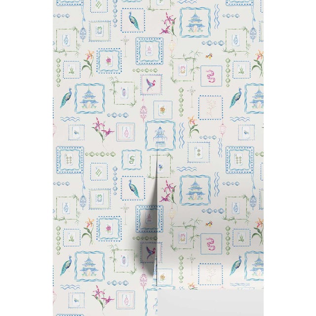 Mahjong Tile Grasscloth Wallpaper by House Party | Soap White | 6 Yards For Sale
