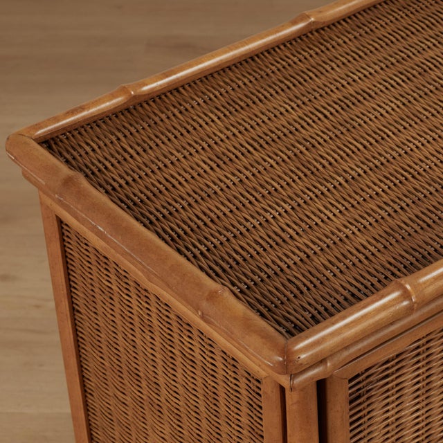 Pair of Vintage Faux Bamboo and Wicker Stands by American of Martinsville For Sale - Image 9 of 18