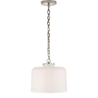 Thomas O'Brien for Visual Comfort Signature Katie Dome Pendant in Polished Nickel with White Glass For Sale
