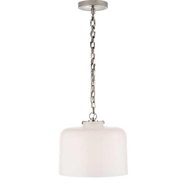 Thomas O'Brien for Visual Comfort Signature Katie Dome Pendant in Polished Nickel with White Glass For Sale