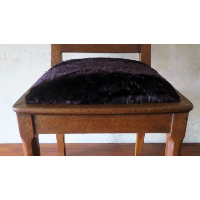 Art Nouveau Side Chair in Oak and Royal Purple Velvet, 1900s For Sale - Image 4 of 17