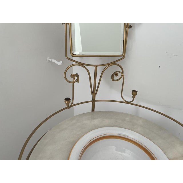 1980s Italian Marble Washing Table with Mirror, 1980s For Sale - Image 5 of 12