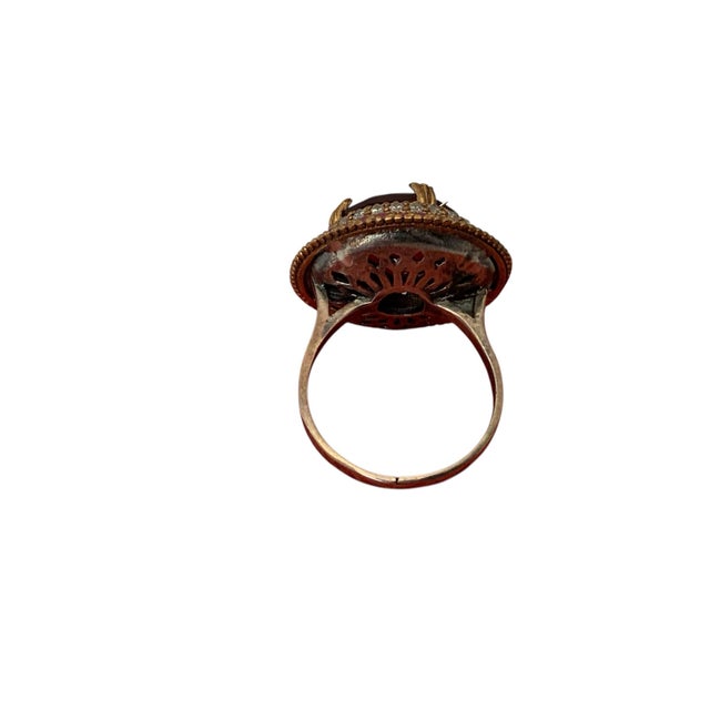 1960s Custom 925 Sterling Silver Ring With a Semiprecious Big Ruby Stone for Women, Size 9.25 For Sale - Image 4 of 6
