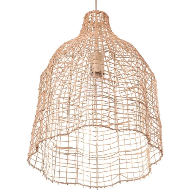 Cottage Beach Decor Cream Rattan Whisper Pendant by Loomlan For Sale - Image 4 of 7