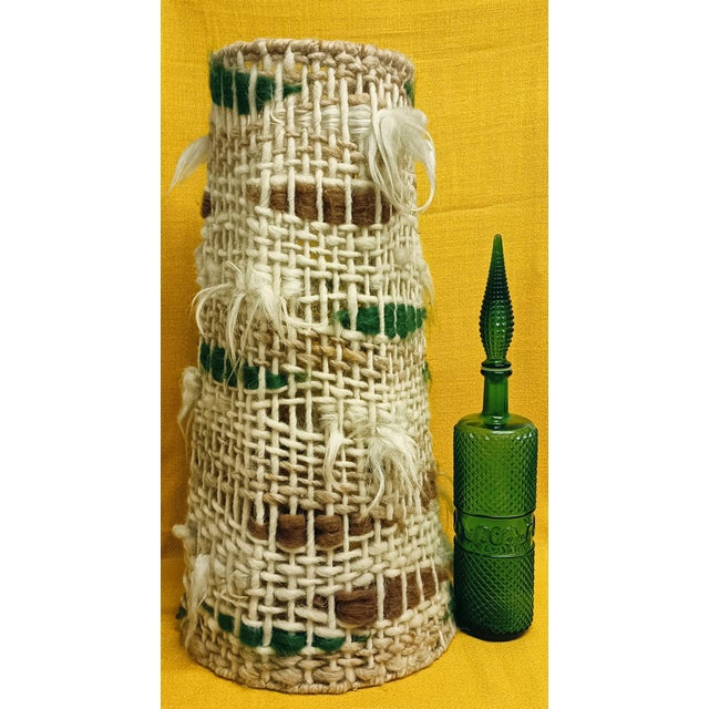 Tall Conical Floor Lamp Shade in Brutalist Wool Weave, 1970s For Sale - Image 6 of 14