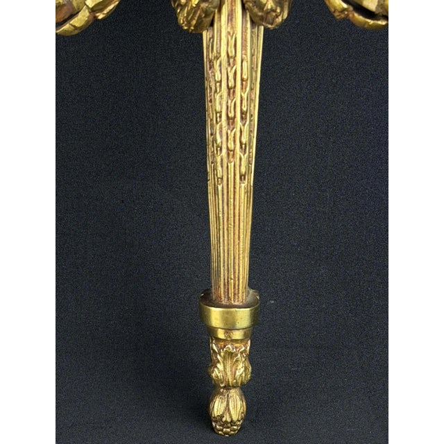 Metal Antique French Louis XVI Gilt Bronze Two-Light Wall Sconce, 1890s For Sale - Image 7 of 11