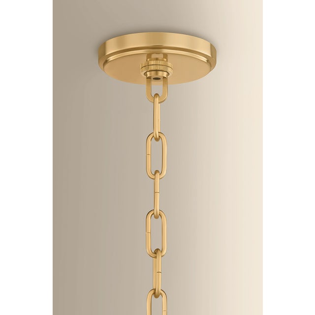 Ceramic Hudson Valley Lighting Southfields 21 in. 1 Light Pendant in Aged Brass and Ceramic Cream Pebble Finish For Sale - Image 7 of 8