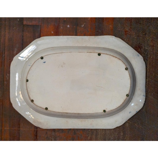 19th Century English Blue and White Staffordshire Chinoiserie Transferware Tray For Sale - Image 9 of 13