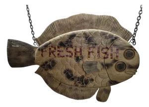 Carved Flounder Trade Sign "Fresh Fish"