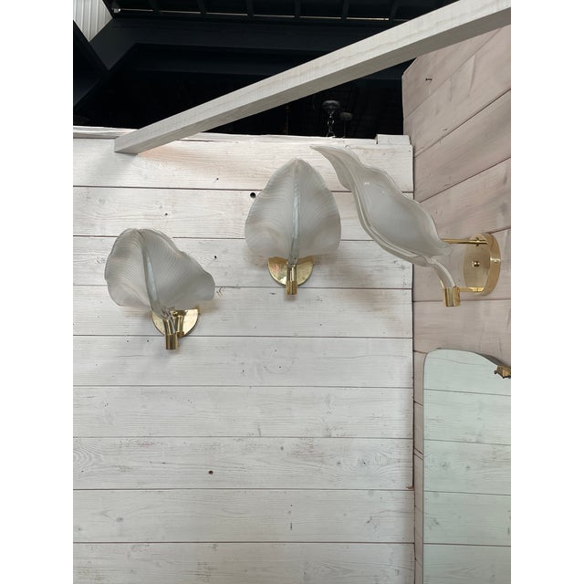 Murano Glass and Brass Wall Lamps, 1970s, Set of 3 For Sale - Image 12 of 18