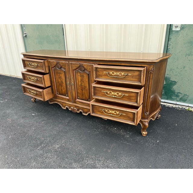 1980s Drexel Brittany Collection French Country Long Triple Dresser For Sale - Image 10 of 12