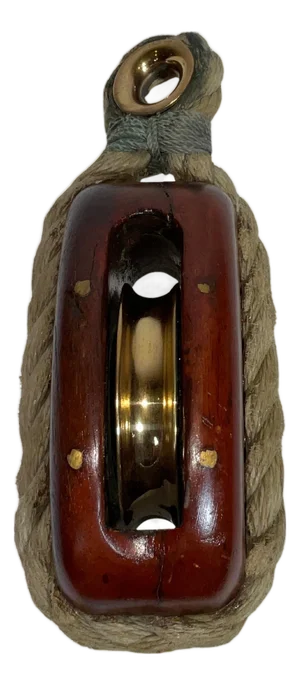 Single Brass Sheave Yacht Pulley Block with Rope Stropping