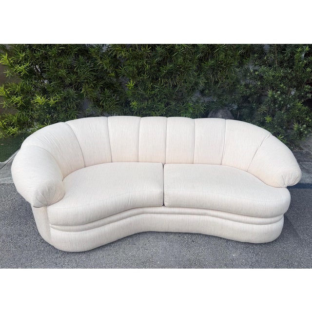 1980s Thayer Coggin Curved Channeled Asymmetric Sofa, Usa 1980s For Sale - Image 5 of 9