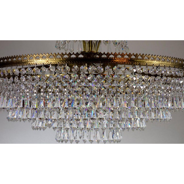 Brass and Lead Crystal 5-Light Chandelier by Joska Bodenmais, 1970s For Sale - Image 6 of 11