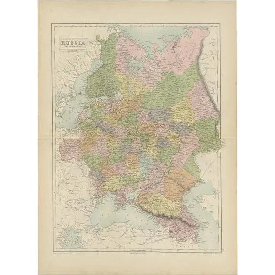Antique Map of Russia in Europe by A & C, 1870 For Sale - Image 6 of 6