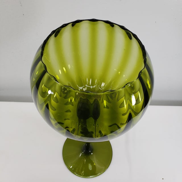 Vintage Empoli Italian Art Glass Green Tall Brandy Glass Vase Chairish