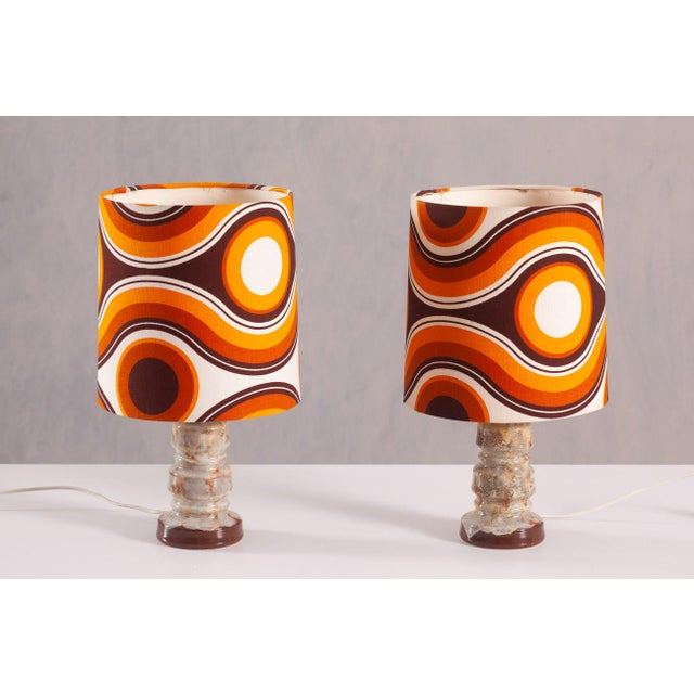 This pair of vintage ceramic table lamps was produced by Scheurich in Germany during the 1970s. with their space-age shape...