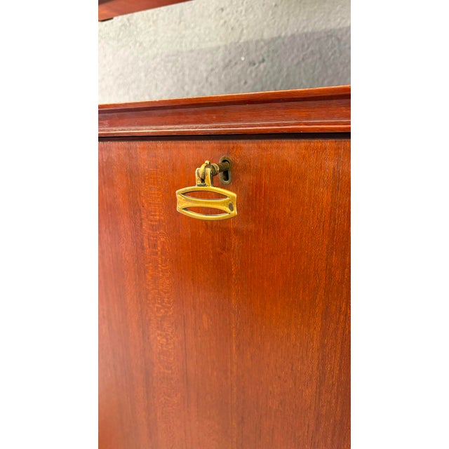 Mid-Century Modern Modular Wall Unit in Veneer and Black Metal Shelving Cabinet, Europe, 1960s For Sale - Image 10 of 14